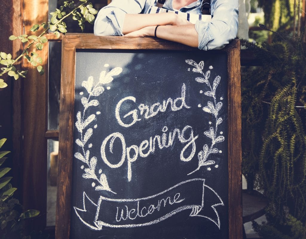 Restaurant Grand Opening chalkboard sign