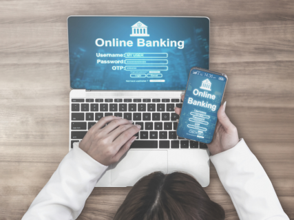 Online Banking on laptop and mobile device