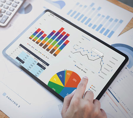 Charts and graphs on a tablet