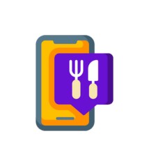 Restaurant icon on mobile phone.